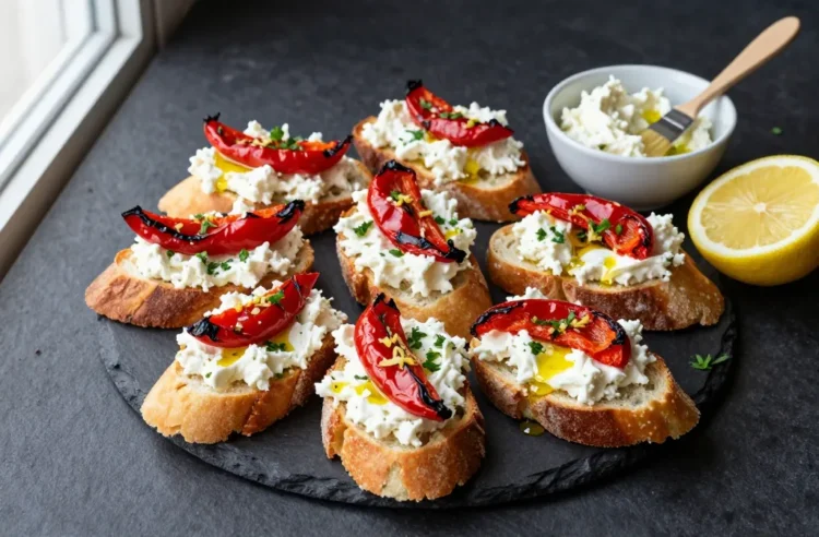 Whipped Feta & Roasted Red Pepper Crostini Recipe for a Crowd: Ingredient Amounts, Prep Timeline + Serving Plan That Wows