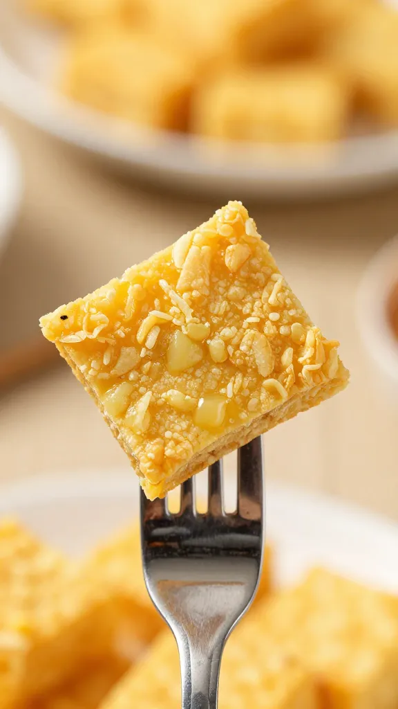 crispy-edged tortilla española cube on fork