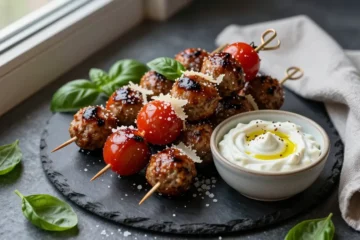 Mini Meatball Skewers with Garlic Parmesan Dip Recipe for a Crowd: Ingredient Amounts, Prep Timeline + Serving Plan
