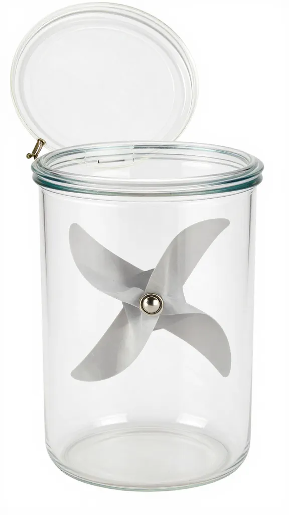airtight container with single pinwheel inside, lid ajar