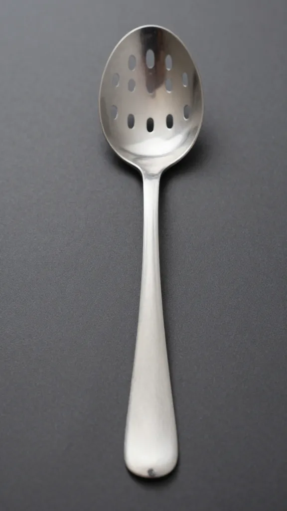 cod bite on stainless slotted spoon