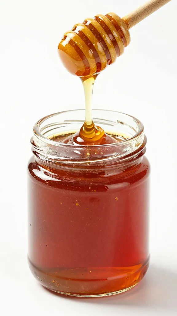 honey dipper coated with chili flecked honey