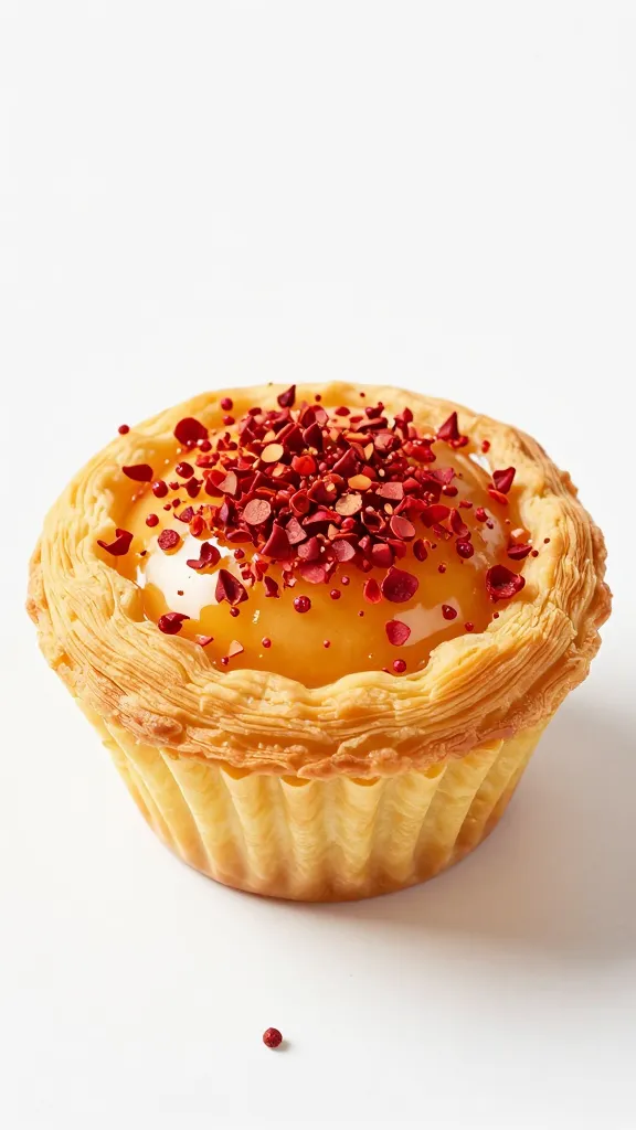 pastry cup topped with red pepper flake sparkle