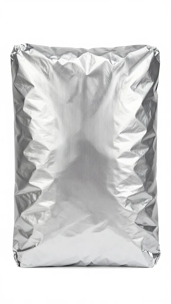 insulated cooler pack wrapped in foil, tight shot