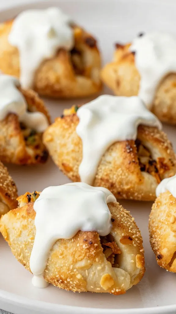 golden crisp mini lahmacun topped with yogurt drizzle