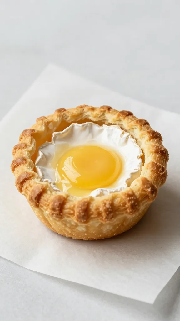 melty brie-filled pastry bite on parchment