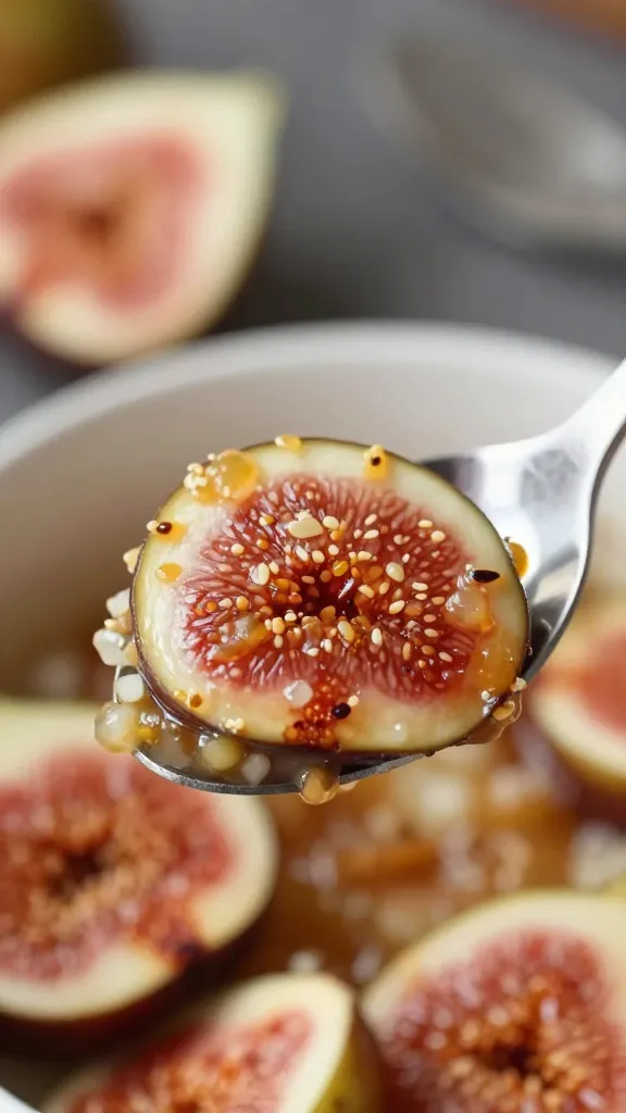 fig jam spoon dollop, shallow depth of field