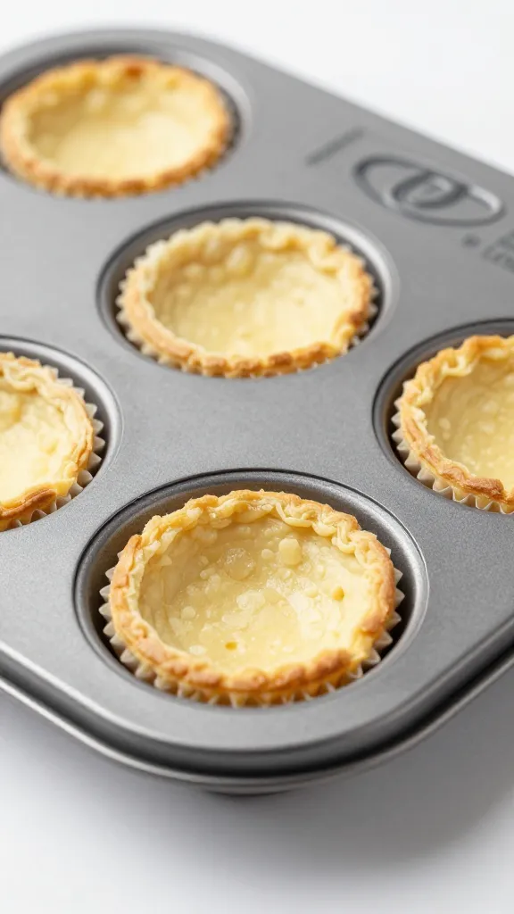 mini muffin tin cavity with assembled pastry bite