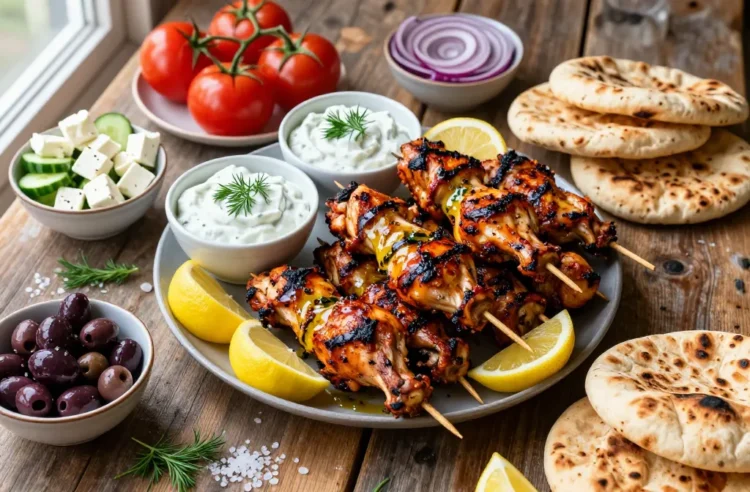 Chicken Souvlaki Skewers with Tzatziki Recipe for a Crowd: Ingredient Amounts, Prep Timeline + Serving Plan