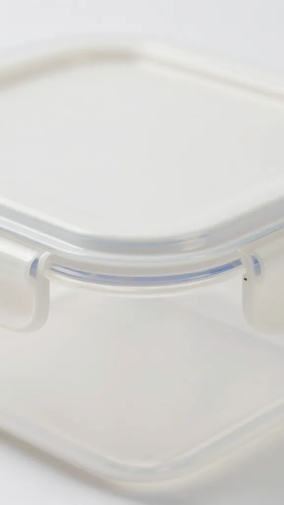 airtight meal prep container corner with one skewer visible, closeup
