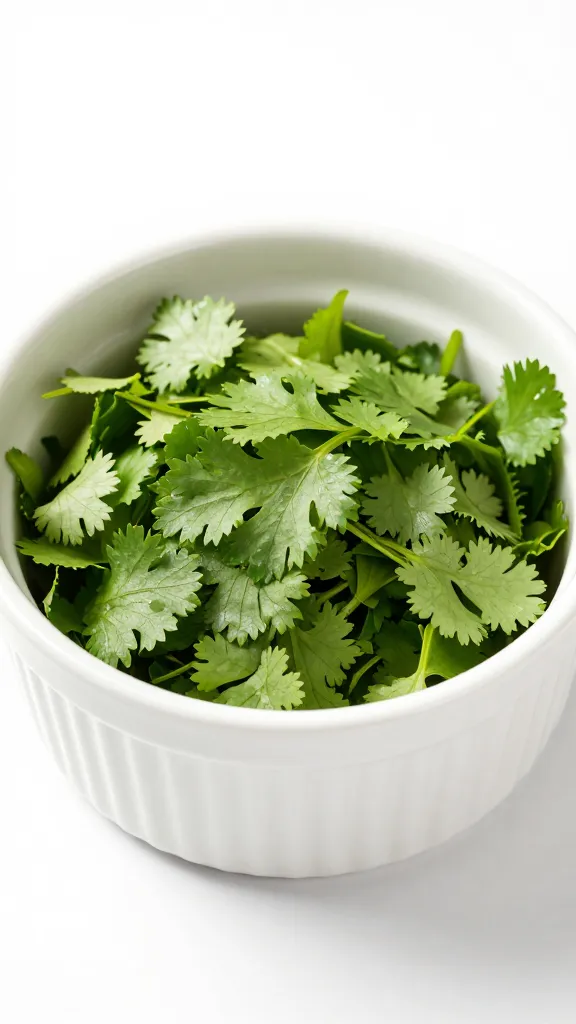 cilantro leaves finely chopped in small ramekin