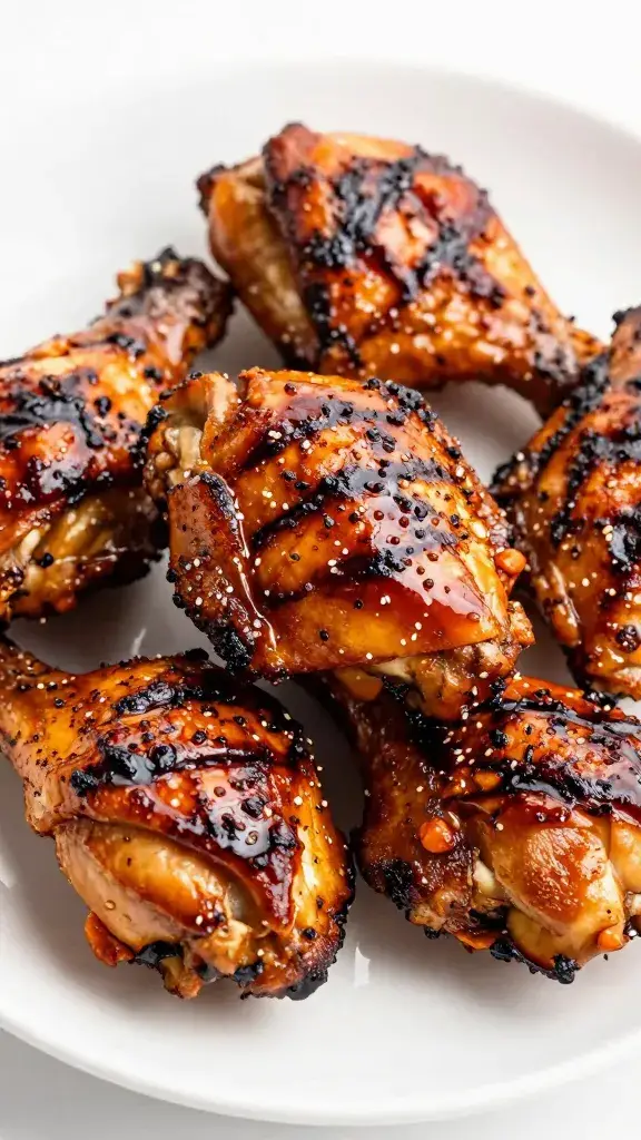 grilled chicken thigh coated in peri peri glaze