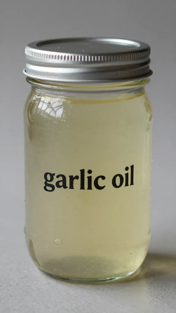 airtight mason jar labeled “garlic oil”
