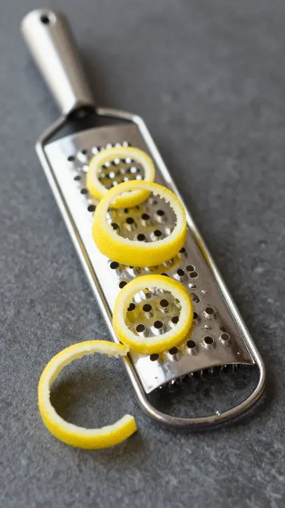 microplane grater with lemon zest curls