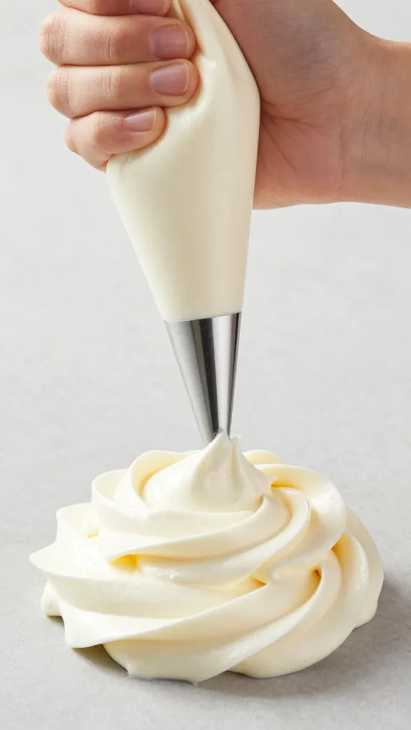 piping bag tip swirling whipped goat cheese rosette
