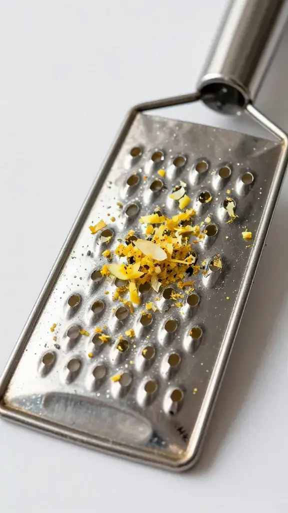 microplane grater with fresh garlic zest clinging