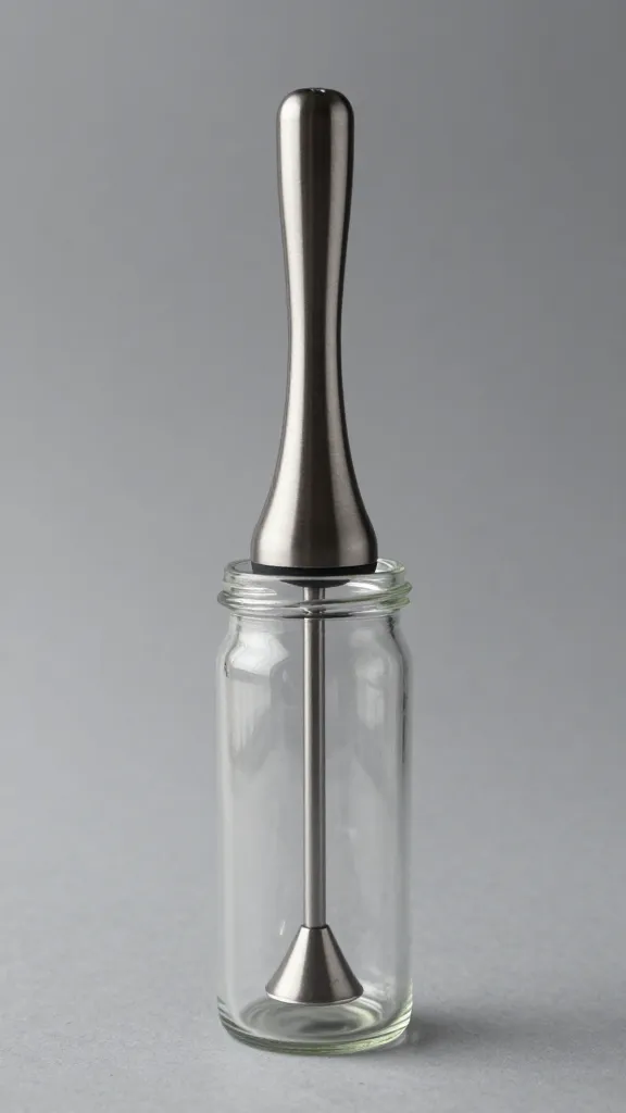 narrow glass jar perfectly fitting stick blender head