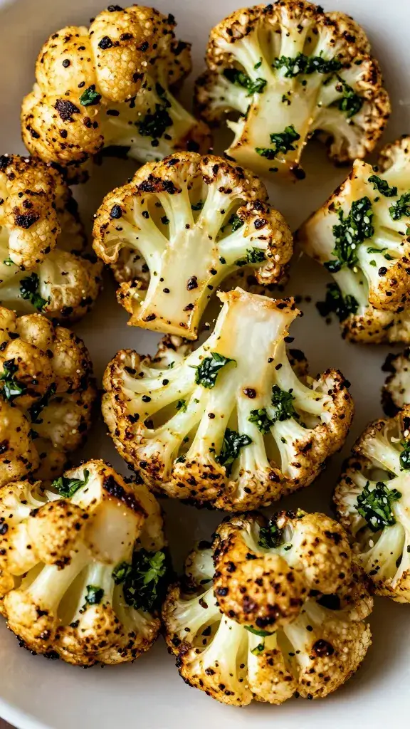 roasted cauliflower floret glazed with cilantro chimichurri