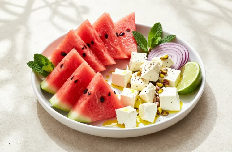 Watermelon Fruit Platter (Slices + Feta + Mint) Recipe for a Crowd: Ingredient Amounts, Prep Timeline + Serving Plan Party Magic