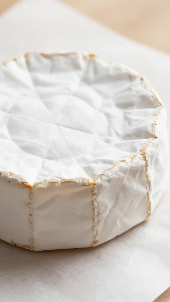 closeup of triple-cream brie wedge on parchment