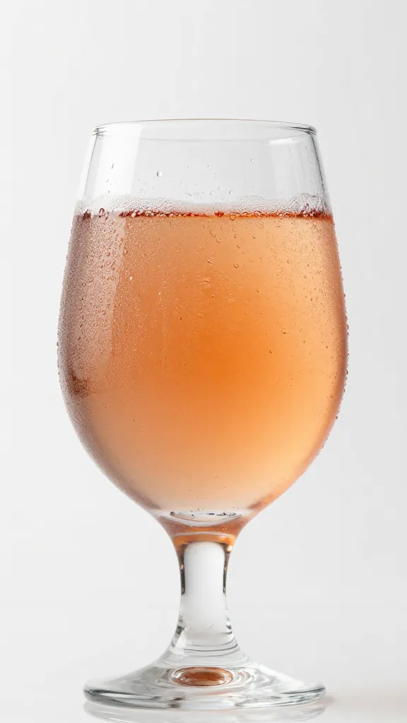 chilled rosé in stemless glass with condensation