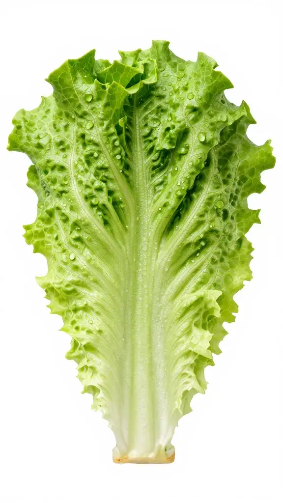 single leaf of butter lettuce with water droplets