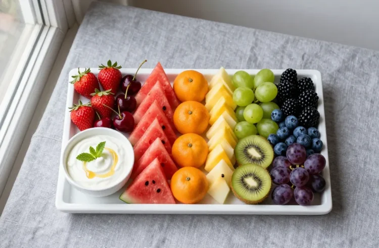 Make-Ahead Rainbow Fruit Platter with Yogurt Dip Recipe: Storage, Transport + Serving Tips (No Soggy Snacks)