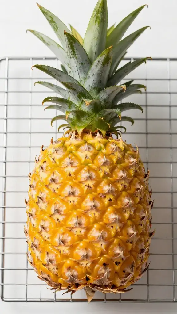 pineapple spear patted dry on wire rack