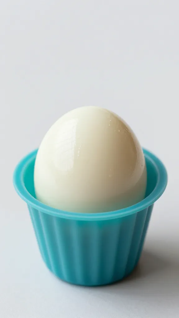 single hard-boiled egg in silicone snack cup