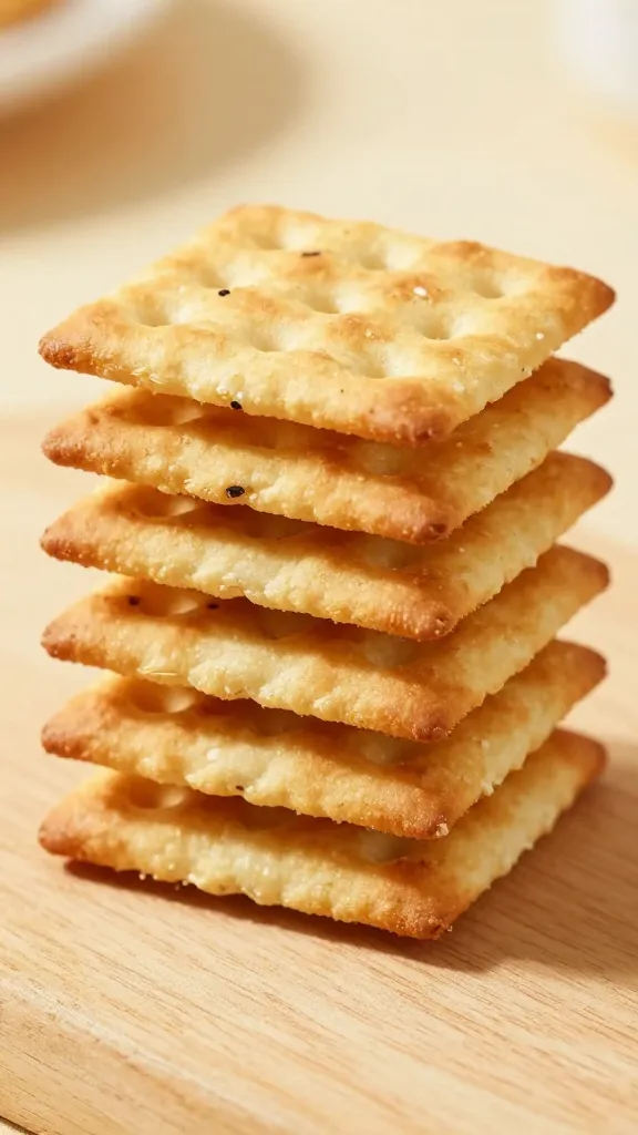 single mini whole-grain cracker stack on board