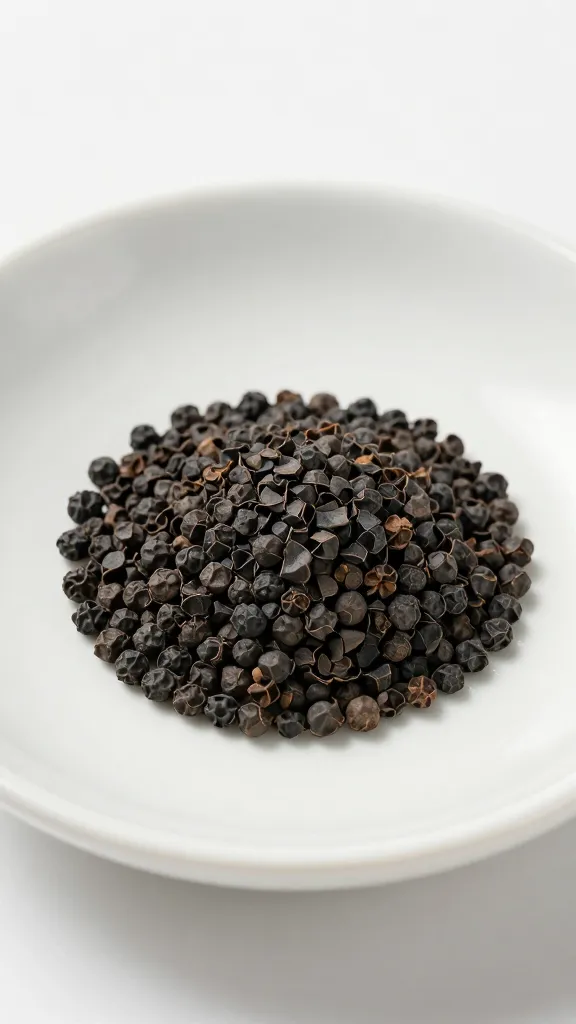cracked black pepper mound on ceramic dish