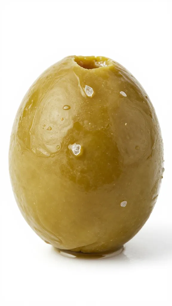 single kalamata olive with sea salt flakes