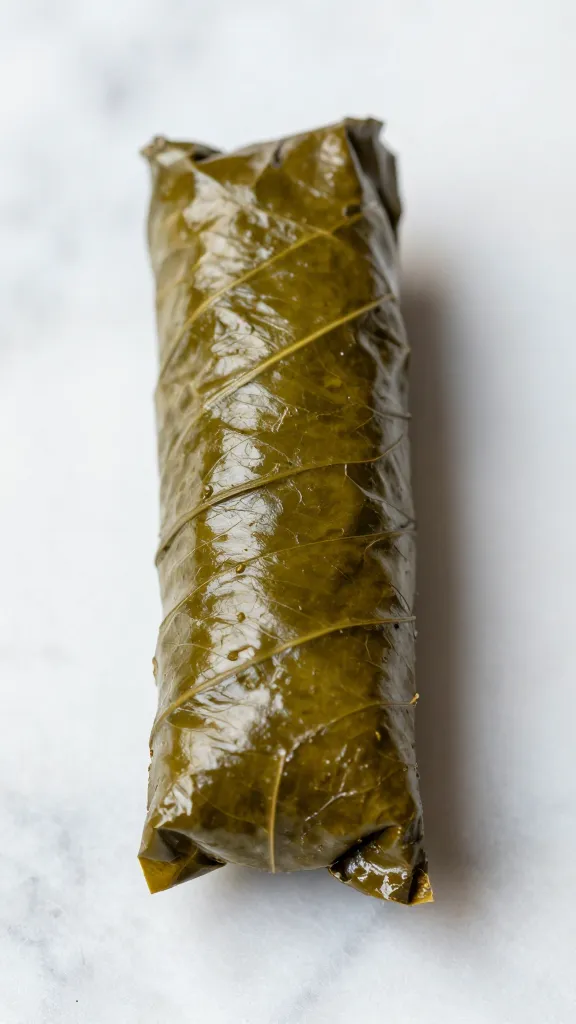 dolma grape leaf roll on marble