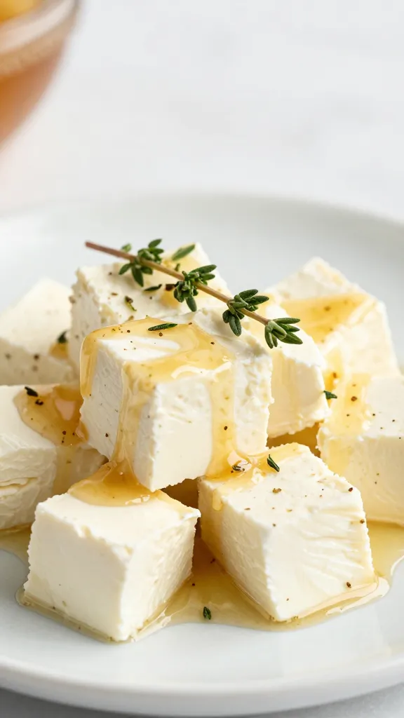 honey-drizzled feta cube with thyme