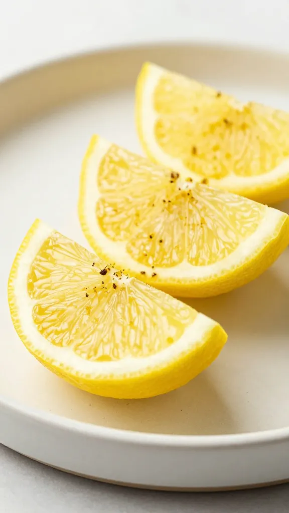 lemon wedges dusted with zest on ceramic dish