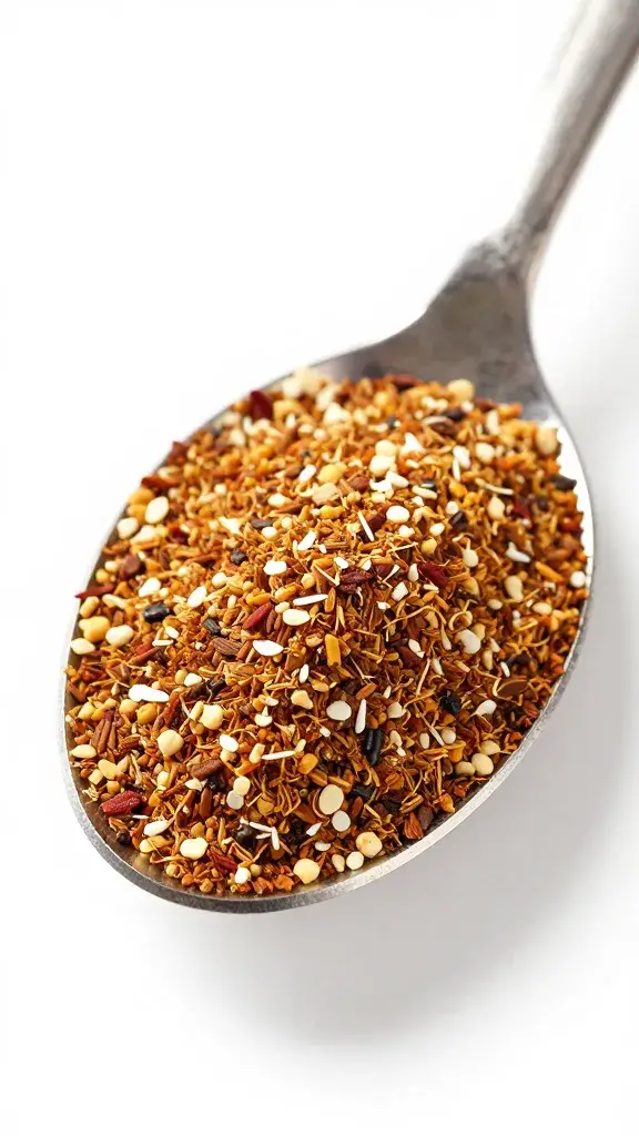 everything bagel seasoning mound on a spoon