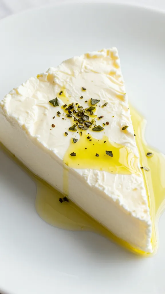 wedge of feta drizzled with olive oil and oregano