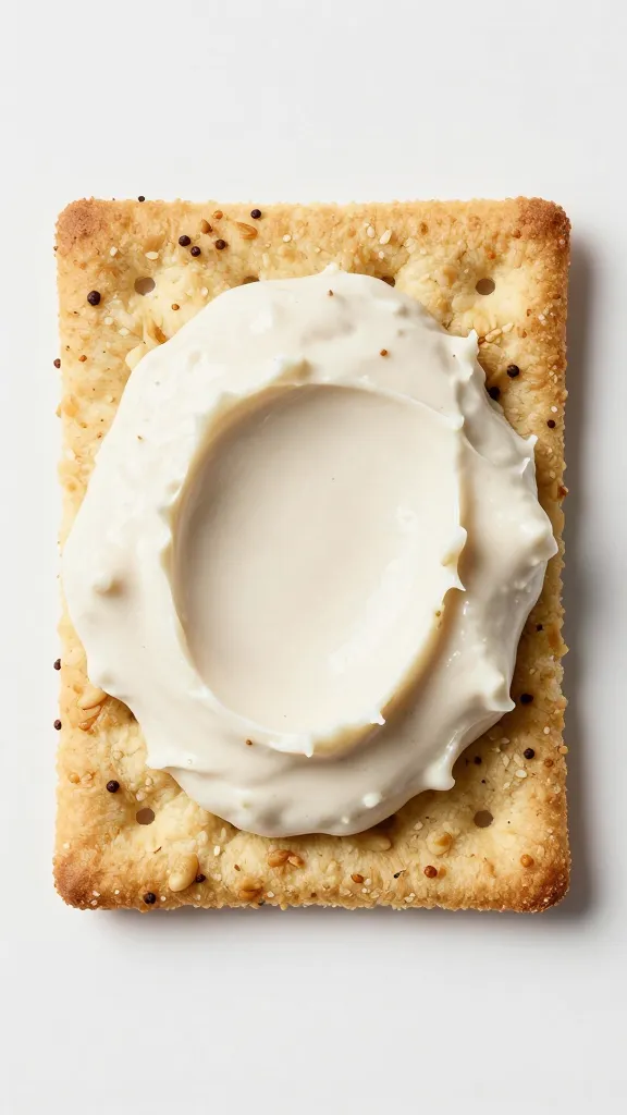 seeded crispbread cracker with smear of white bean dip