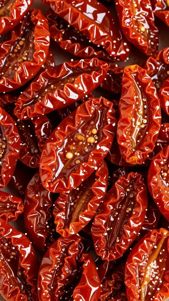 closeup of finely chopped sun-dried tomatoes in oil