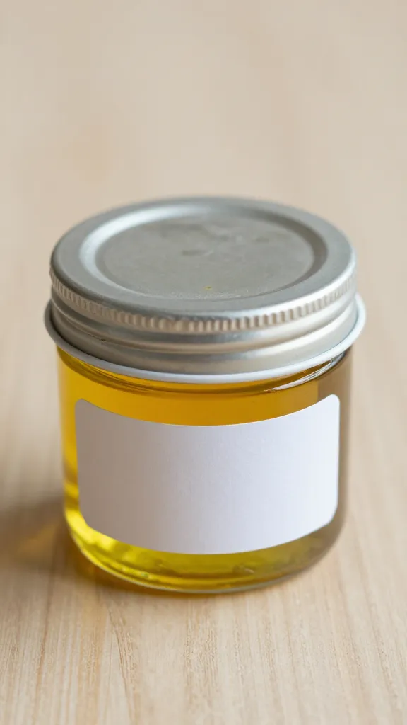 small airtight container of dipping oil with label