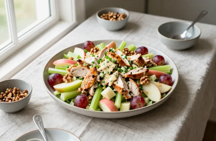 Party-Perfect Chicken Waldorf for 20 — Low-Carb, Mayo-Light, Scaled for Crowd Serving