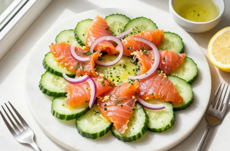 Smoked Salmon Salad for 25 — Low-Carb, Cucumber-Based, Elegant Party Starter Delight