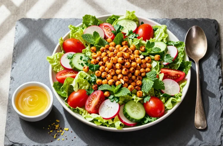 Party-Perfect Fattoush for 20 Without the Croutons — Low-Carb, Crispy Chickpea Version, Make-Ahead