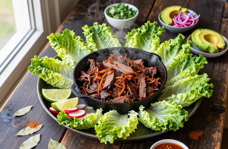 Party Hero Barbacoa for 30 — Low-Carb, Chipotle-Braised Beef with Lettuce Cup Serving Station Guide