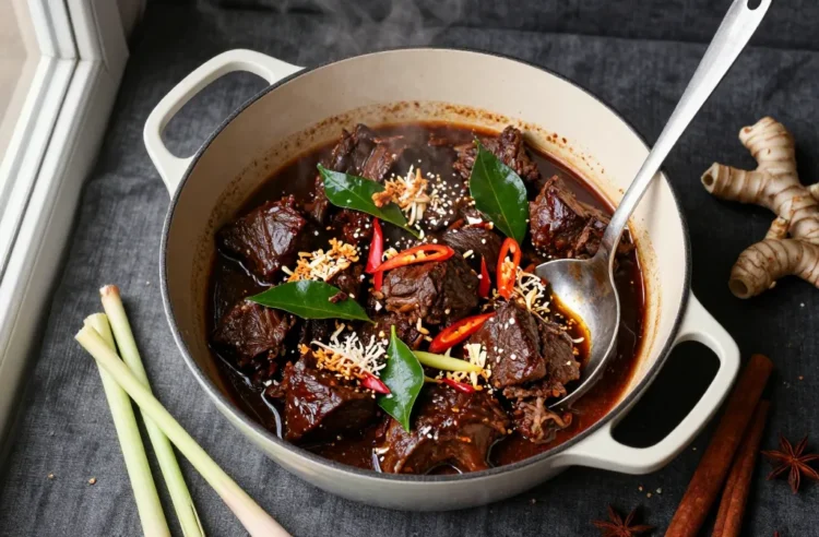 Beef Rendang for 20 — Low-Carb Indonesian Braise That Actually Improves Made Ahead Tonight