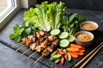 Viral Party Hit Asian-Inspired Protein Grazing Board — Satay, Lettuce Cups and Cucumber Bites for 20