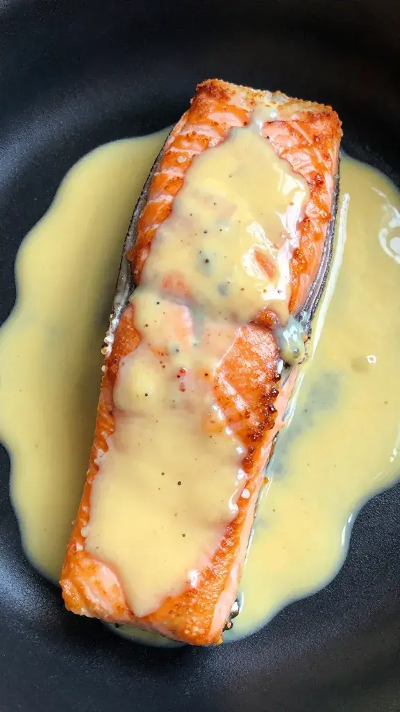 seared salmon fillet with lemon butter glaze