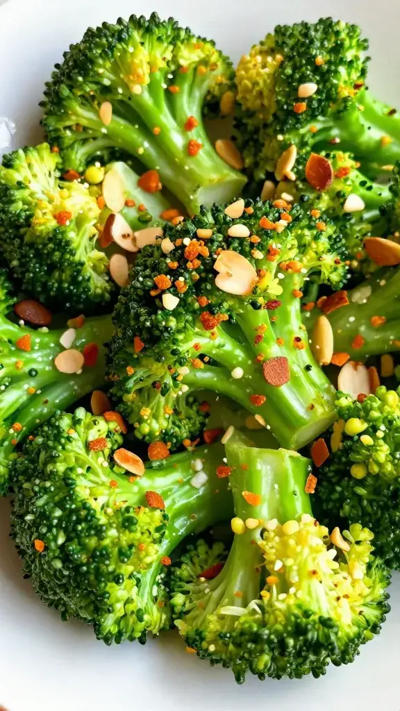 broccoli floret tossed in toasted almond gremolata