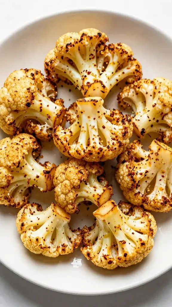 roasted cauliflower floret with paprika on ceramic