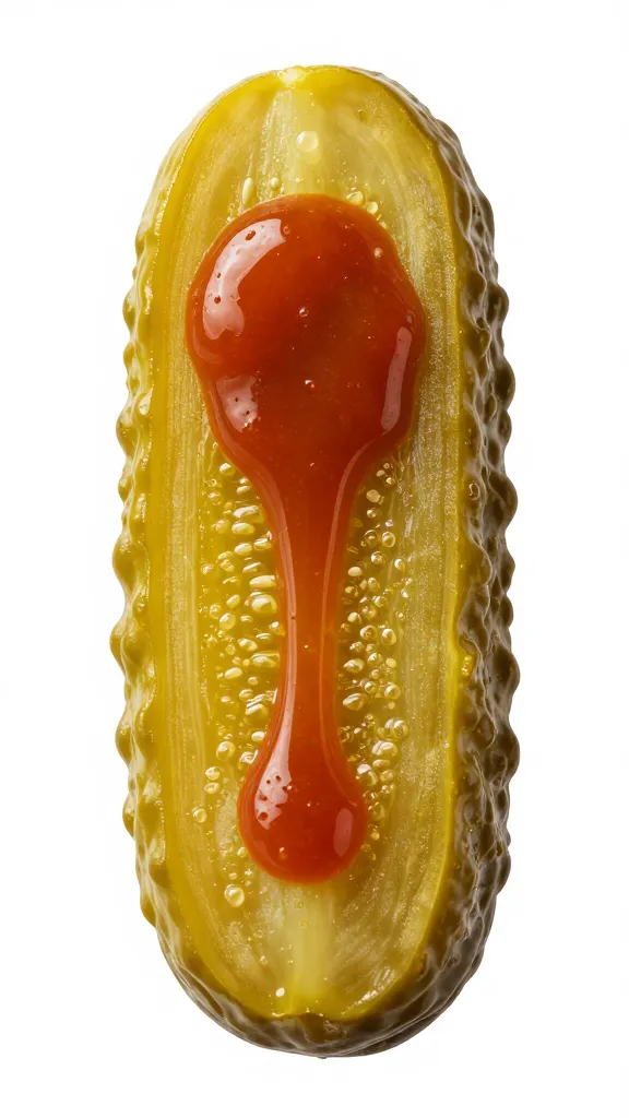 Single pickle chip with special sauce dollop, macro